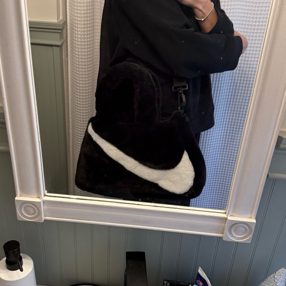 Nike Black and White Faux Fur Tote - Picture 3 of 7